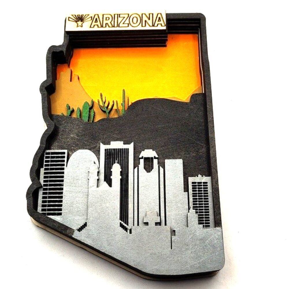 3D Laser cut multi-layered Arizona state magnet